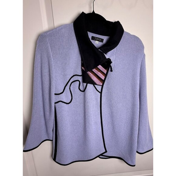 Jaskar Jackets & Blazers - Hand-Painted Jaskar Jacket M Purple & Black Wavy Design Button Closure Artsy